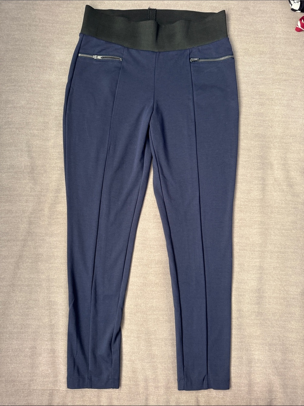 Banana Republic Navy Ponte Skinny Pants with Black Waistband